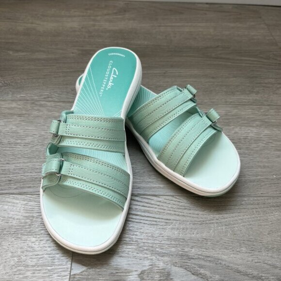 Clarks Breeze Piper Mint Ombre Slip-On Shoes Women’s Size 7W Wide Comfort Casual - Picture 1 of 9